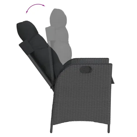 Ensemble à manger de jardin coussins 5pcs Noir Résine tressée