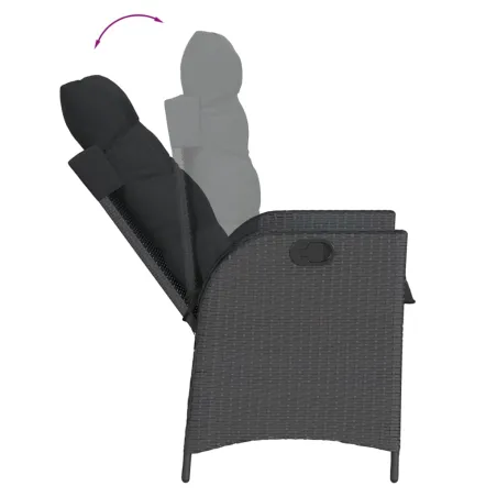 Ensemble à manger de jardin coussins 7pcs Noir Résine tressée