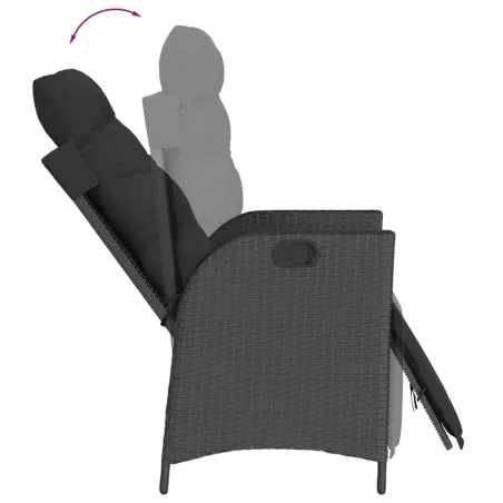 Ensemble à manger de jardin coussins 7pcs Noir Résine tressée