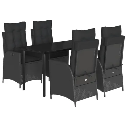 Ensemble à manger de jardin coussins 5pcs Noir Résine tressée 2