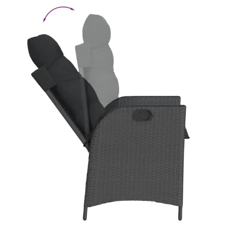 Ensemble à manger de jardin coussins 7pcs Noir Résine tressée