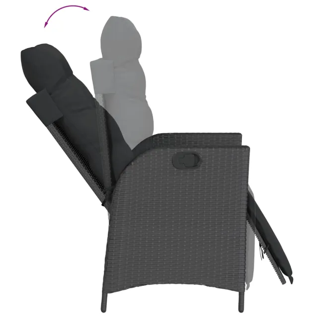 Ensemble à manger de jardin coussins 7pcs Noir Résine tressée