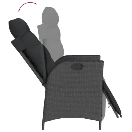 Ensemble à manger de jardin 9pcs coussins noir résine tressée