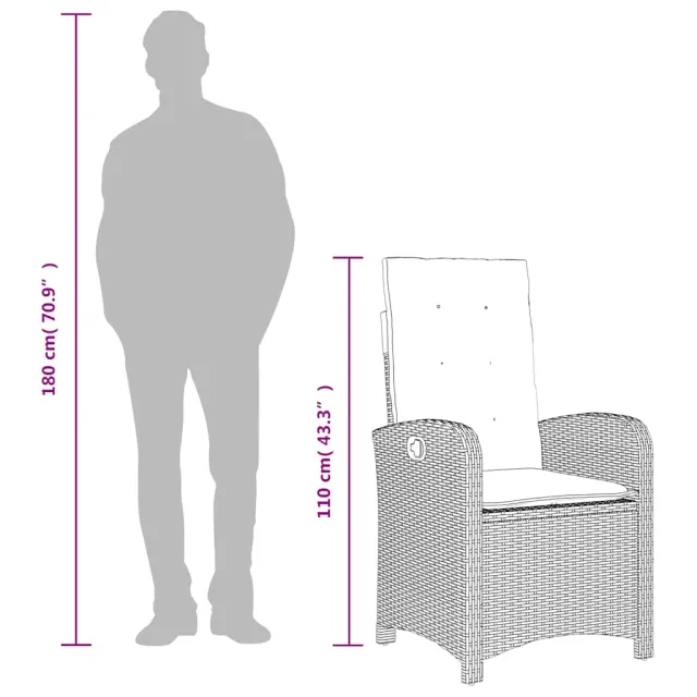 Ensemble à manger de jardin et coussins 7 pcs marron rotin