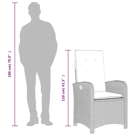 Ensemble à manger de jardin et coussins 7 pcs marron rotin