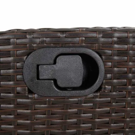 Ensemble à manger de jardin et coussins 9 pcs marron poly rotin