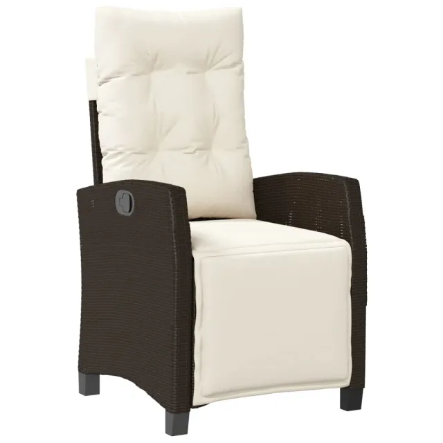 Ensemble à manger de jardin 5 pcs et coussins marron poly rotin