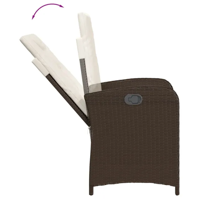 Ensemble à manger de jardin et coussins 7 pcs marron rotin