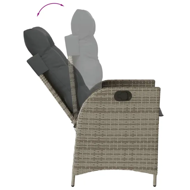 Ensemble à manger de jardin et coussins 7 pcs gris rotin