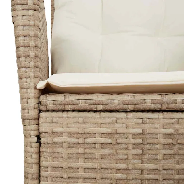 Ensemble à manger de jardin et coussins 9 pcs beige Poly rotin