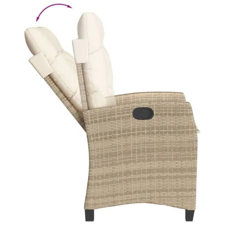 Ensemble à manger de jardin et coussins 3 pcs Beige poly rotin