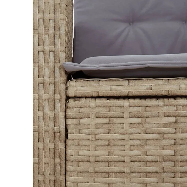Ensemble à manger de jardin et coussins 3 pcs Beige poly rotin