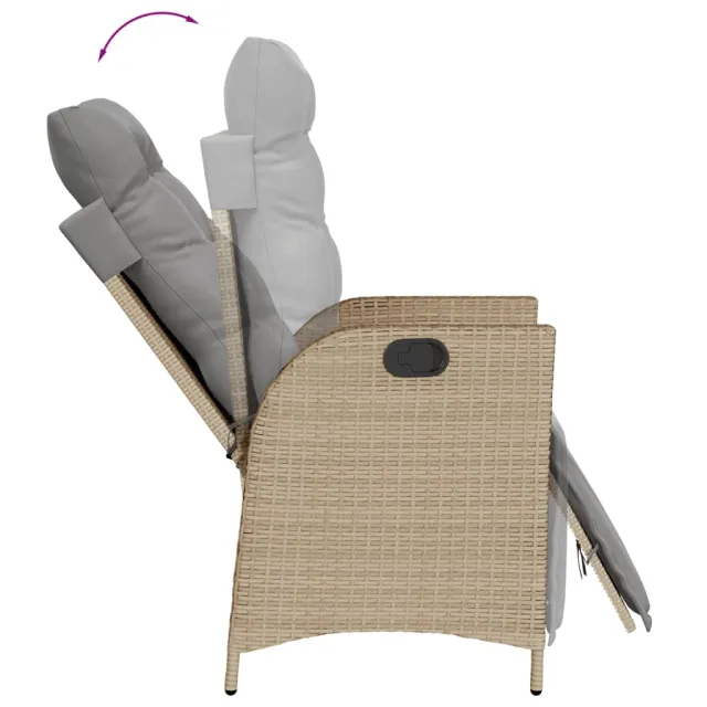 Ensemble à manger de jardin et coussins 9 pcs beige Poly rotin