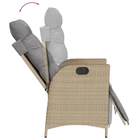 Ensemble à manger de jardin et coussins 9 pcs beige Poly rotin