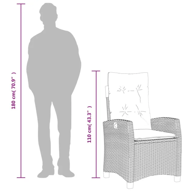 Ensemble à manger de jardin et coussins 5 pcs gris clair rotin