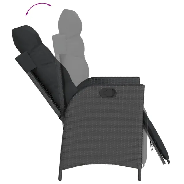 Ensemble à manger de jardin avec coussins 3 pcs Noir