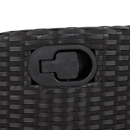 Ensemble à manger de jardin coussins 7pcs Noir Résine tressée