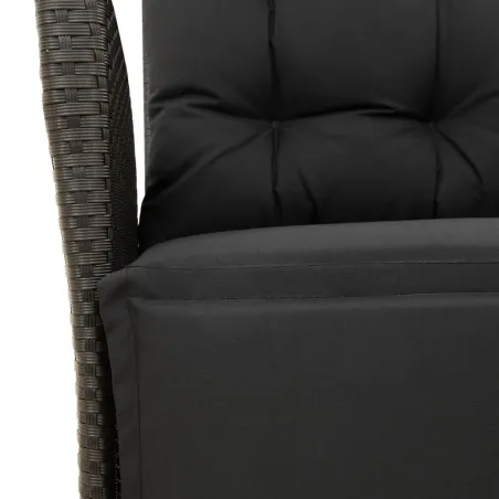 Ensemble à manger de jardin coussins 7pcs Noir Résine tressée