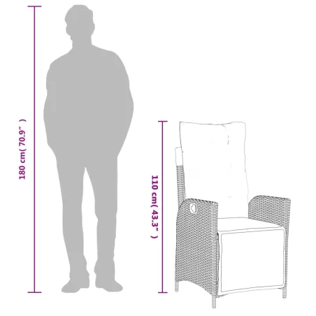 Ensemble à manger de jardin 3 pcs coussins gris résine tressée