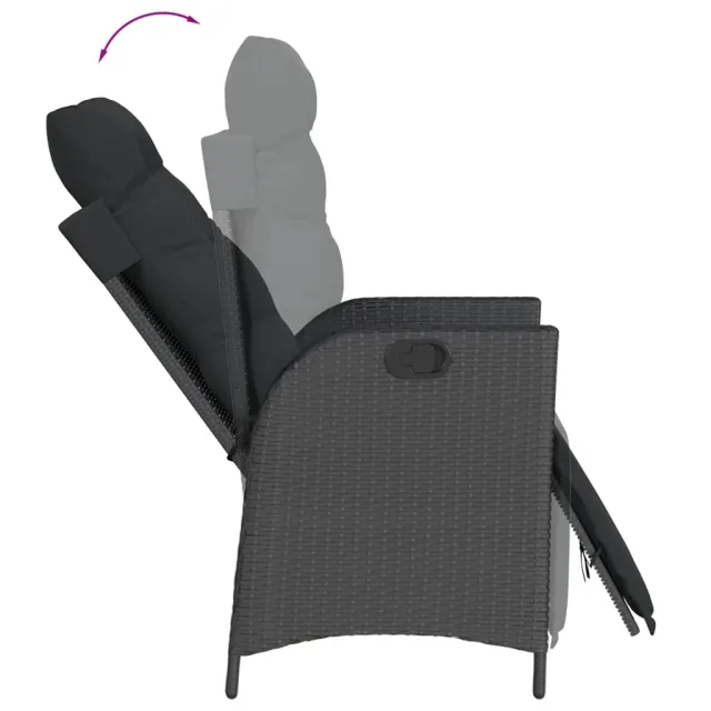 Ensemble à manger de jardin coussins 7pcs Noir Résine tressée