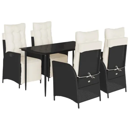 Ensemble à manger de jardin coussins 5pcs Noir Résine tressée 2