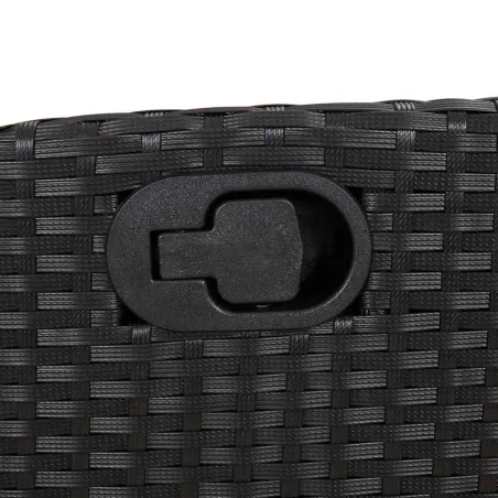 Ensemble à manger de jardin coussins 7pcs Noir Résine tressée