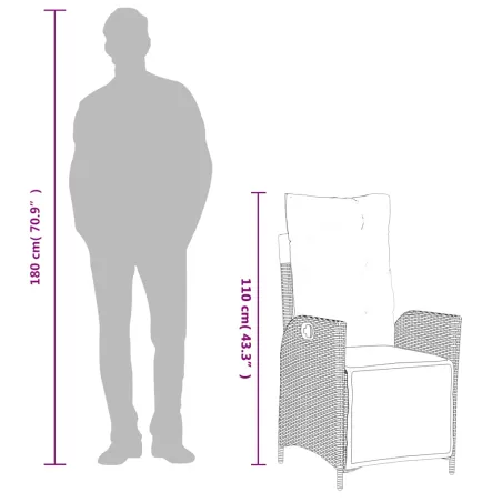 Ensemble à manger de jardin coussins 7pcs Noir Résine tressée