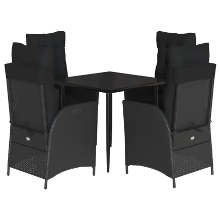 Ensemble à manger de jardin coussins 5pcs Noir Résine tressée 2