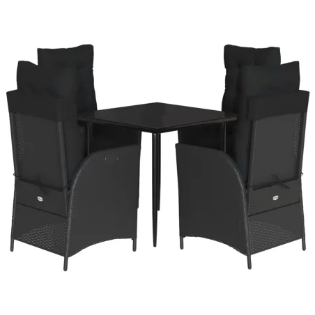 Ensemble à manger de jardin coussins 5pcs Noir Résine tressée