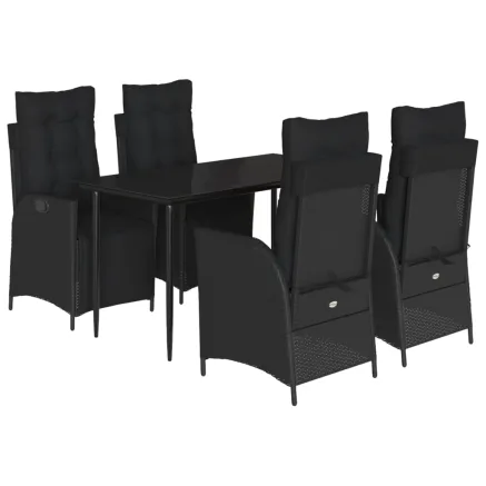 Ensemble à manger de jardin coussins 5pcs Noir Résine tressée 2