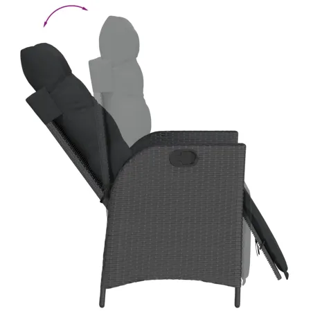 Ensemble à manger de jardin coussins 5pcs Noir Résine tressée