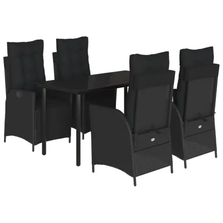Ensemble à manger de jardin coussins 5pcs Noir Résine tressée 2