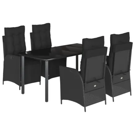 Ensemble à manger de jardin coussins 5pcs Noir Résine tressée 2