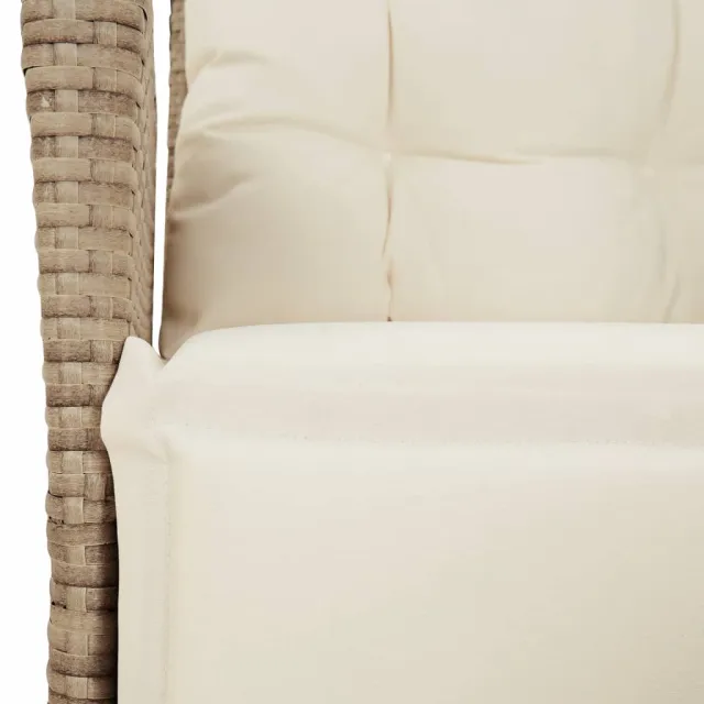 Ensemble à manger de jardin et coussins 3 pcs Beige poly rotin