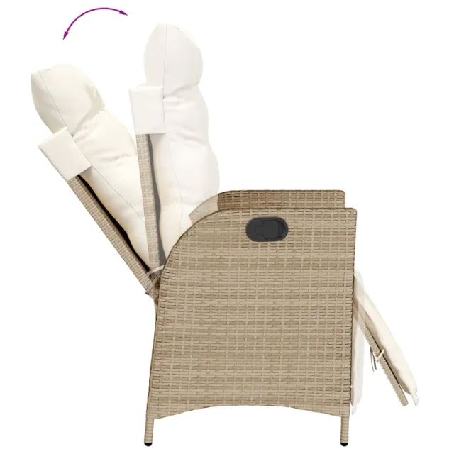 Ensemble à manger de jardin et coussins 9 pcs beige Poly rotin