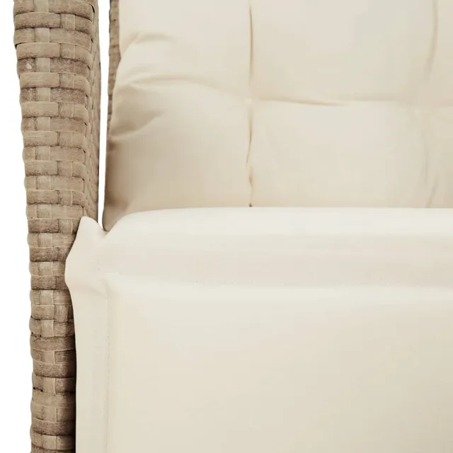 Ensemble à manger de jardin avec coussins 5pcs Beige poly rotin