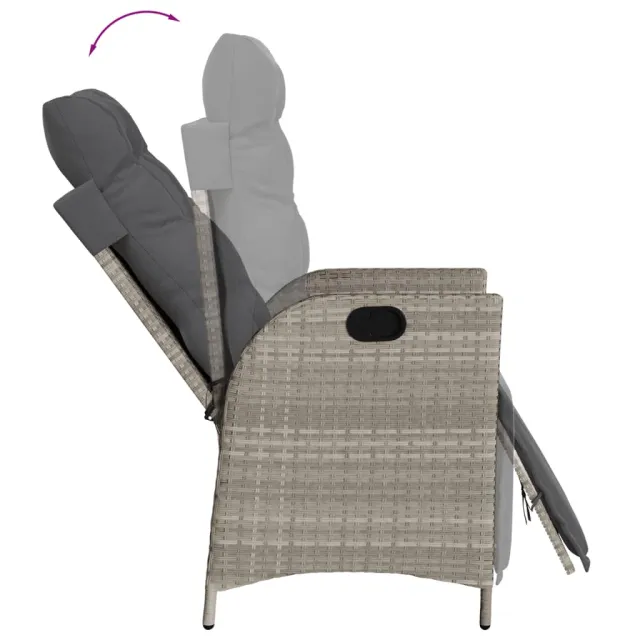 Ensemble à manger de jardin et coussins 7 pcs gris clair rotin