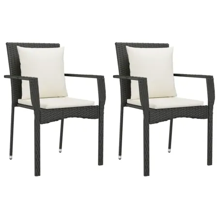 Ensemble à manger de jardin 9pcs coussins noir résine tressée