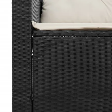 Salon de jardin 5 pcs avec coussins noir résine tressée acacia