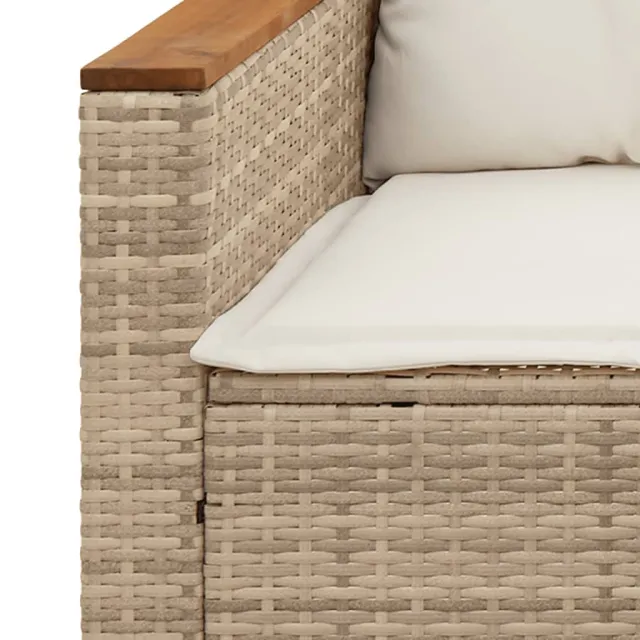 Salon de jardin avec coussins 5 pcs beige résine tressée acacia