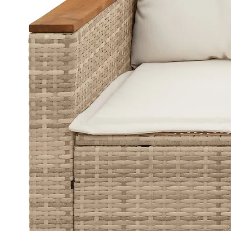 Salon de jardin avec coussins 5 pcs beige résine tressée acacia