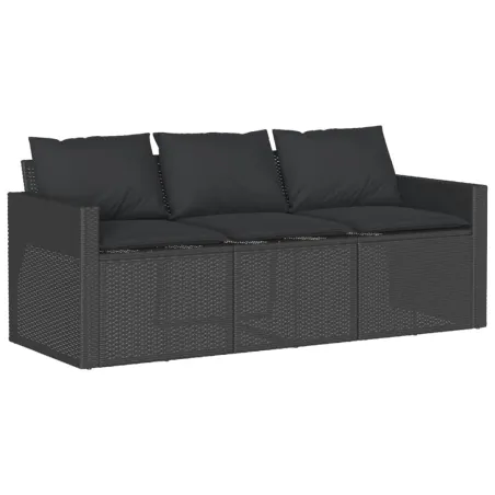 Salon de jardin 6 pcs avec coussins noir résine tressée