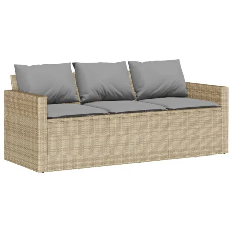 Salon de jardin avec coussins 6 pcs beige résine tressée
