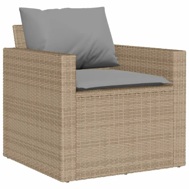 Salon de jardin avec coussins 6 pcs beige résine tressée