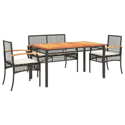 Ensemble à manger de jardin coussins 5pcs Noir Résine tressée 2