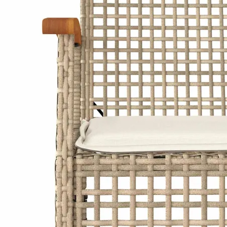 Ensemble à manger de jardin et coussins 3 pcs Beige poly rotin