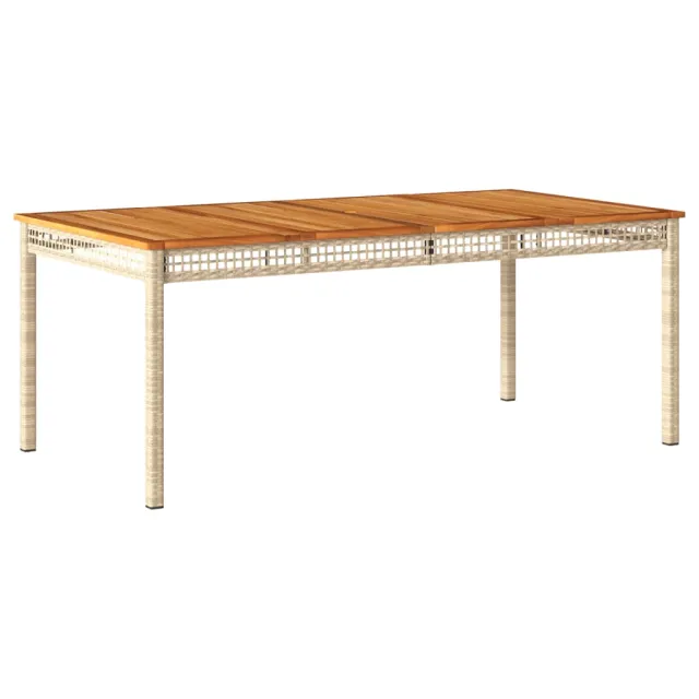 Ensemble à manger de jardin et coussins 9 pcs beige Poly rotin