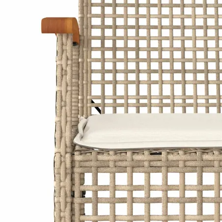 Ensemble à manger de jardin et coussins 3 pcs Beige poly rotin