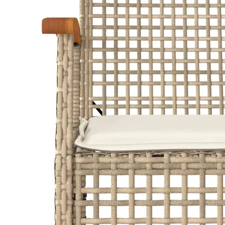 Ensemble à manger de jardin et coussins 7 pcs beige poly rotin