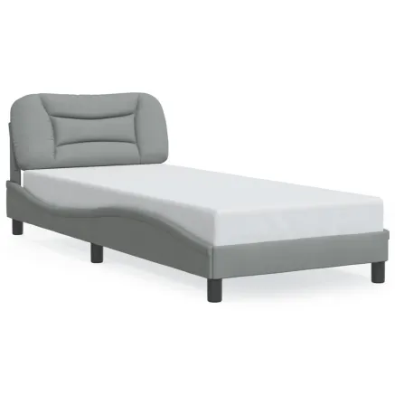 Cadre de lit avec LED sans matelas Hvar gris clair 80x200 cm tissu 2